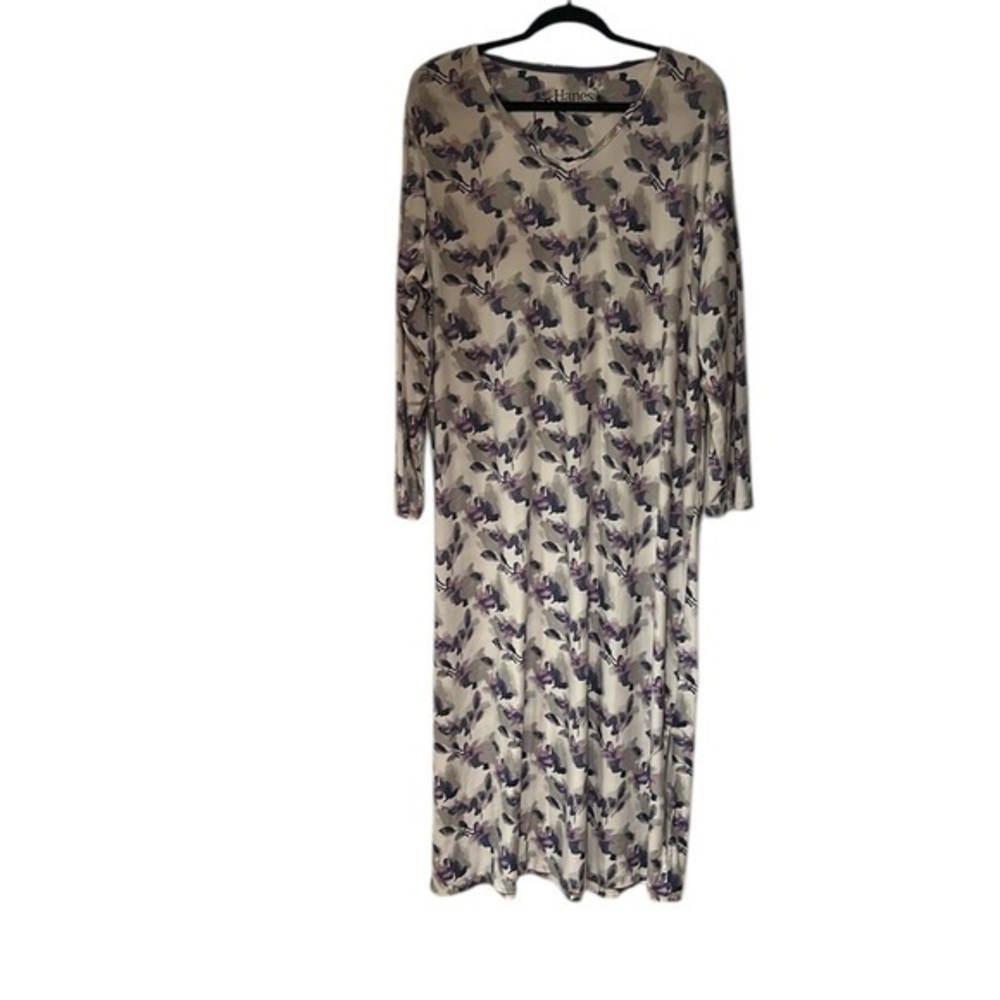 Women’s Hanes Comfort Sleep Nightgown Size 1X White, Purple, and Gray